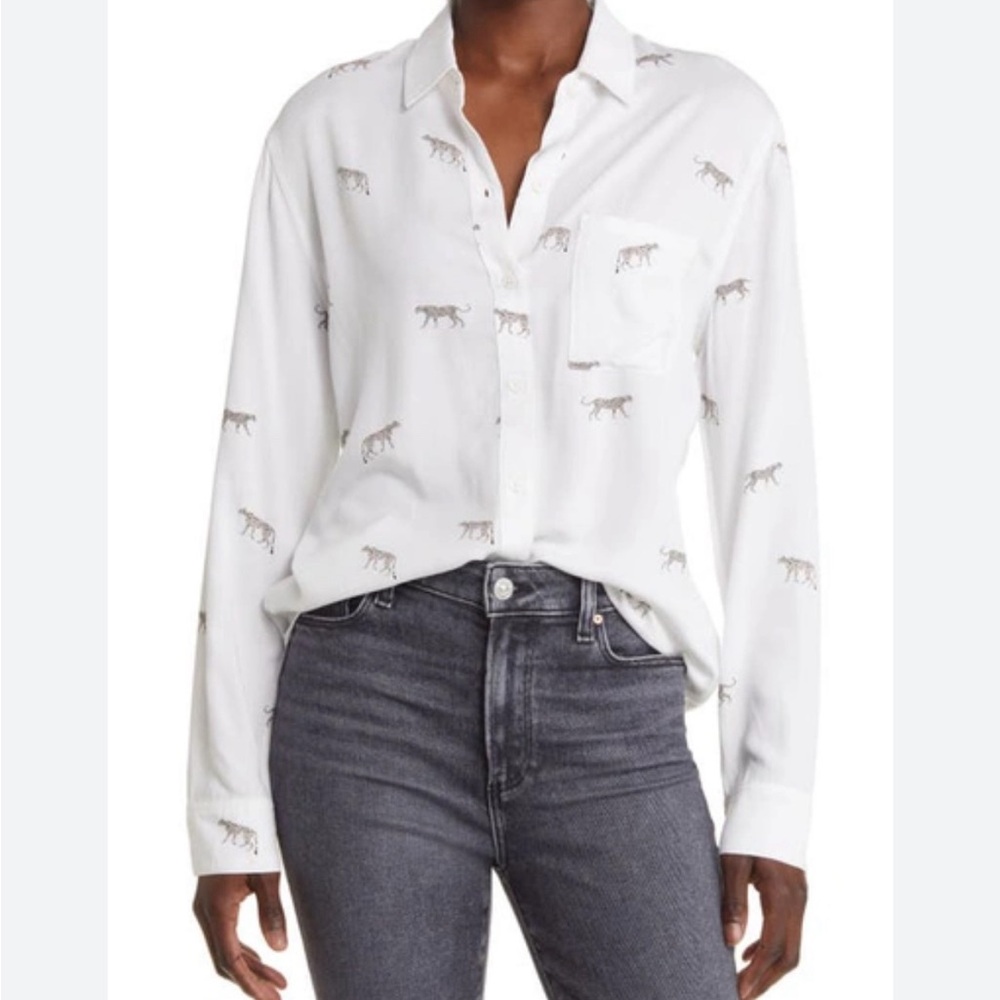Rails Rosci Wild Cats - Leopard Cheetah Button Down Long Sleeve Top